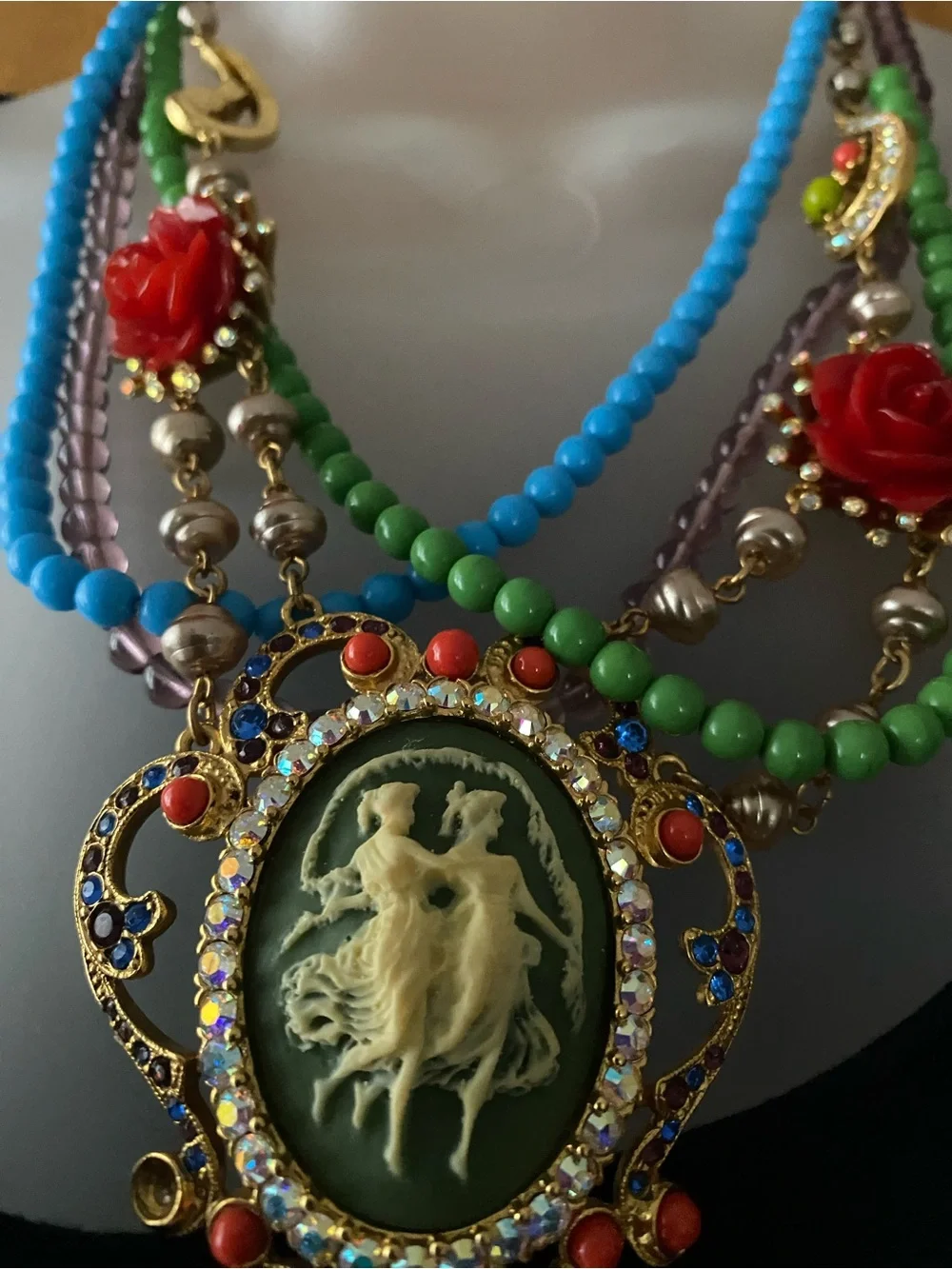 Multi-Color Statement Pendant Necklace - Women Jewelry
